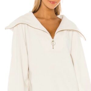Varley Cream Half-Zip Funnel Neck Sweatshirt Small